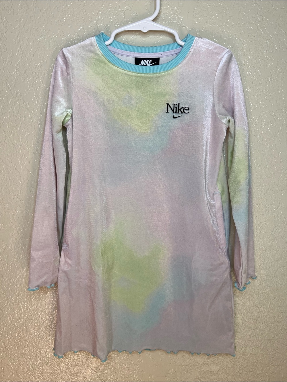 Toddler Girls Nike Pastel Tie Dye Velour Long Sleeve Dress Size 4t